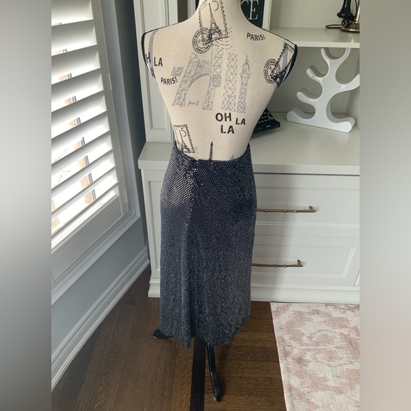 URBAN OUTFITTERS Disco sparkle Silver Black Midi Skirt Women’s Size small - Picture 13 of 14